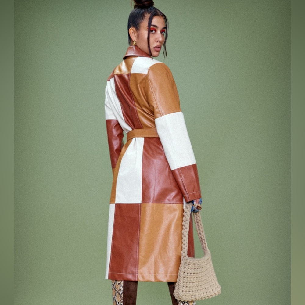 Jaded London Patchwork Faux Leather Trench Coat